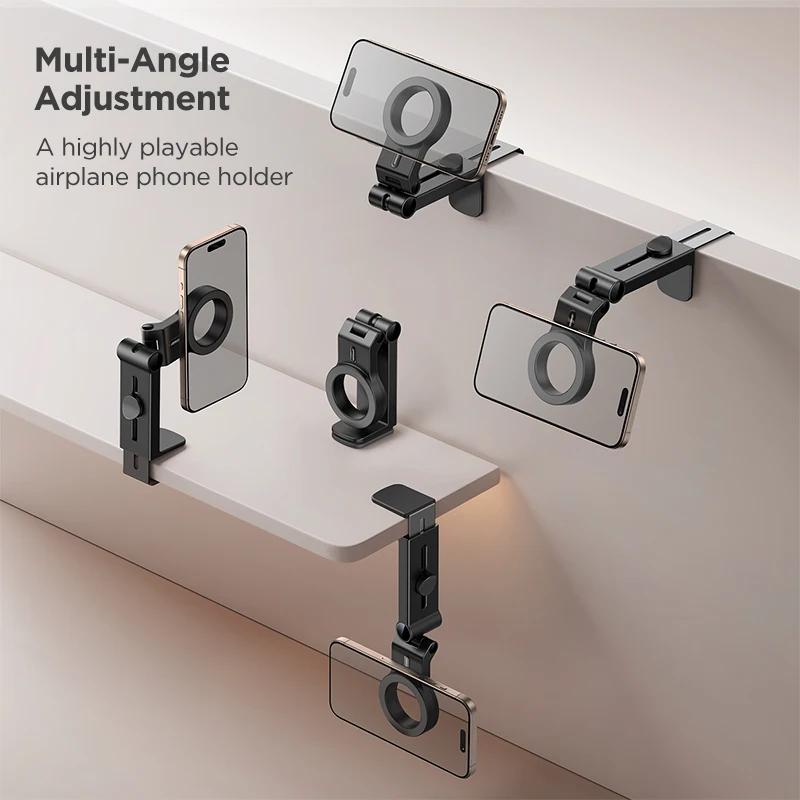 Joyroom Magnetic Airplane Phone Holder Mount Travel Essentials Flexible Rotation Airplane Phone Mount for iPhone Hands-Free - Image 4