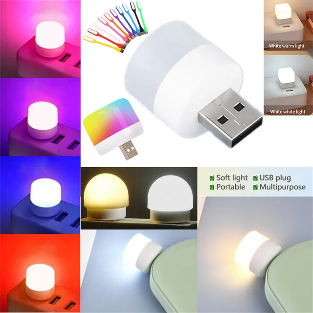 USB Portable LED Lamp Mini Night Light Round Lamp Computer Mobile Power  Light 