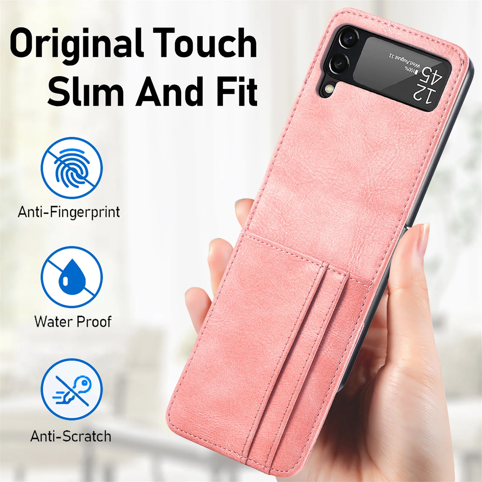 samsung silicone Non-fingerprint Card Slot Leather Case for Samsung Galaxy Z Flip3 Flip 3 Drop Protection Phone Cover Funda for Samsung Z Flip best case for samsung Cases For Samsung