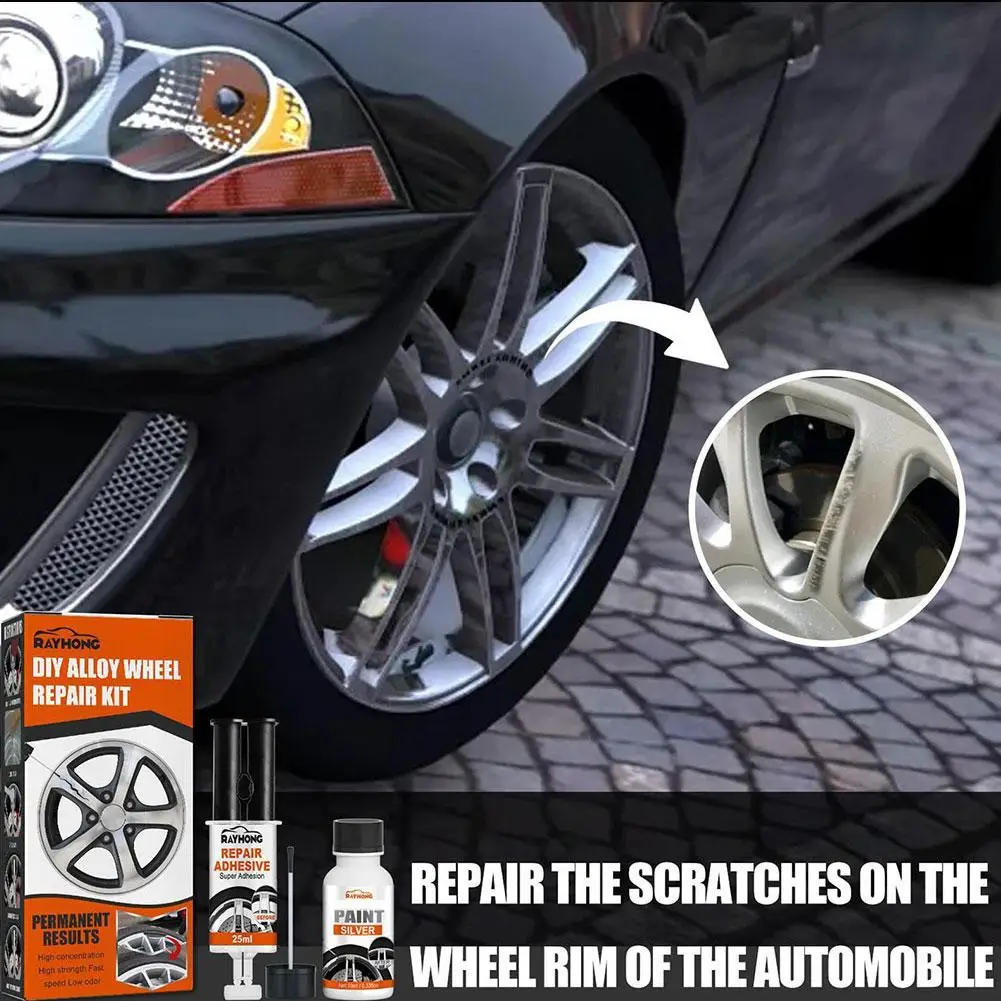 Car Rim Care Wheel Restoration Repair Kit Paint For Discs Alloy Rim Scrapes Scratches Remover Car Repair Clean Motorcyc Y2B7