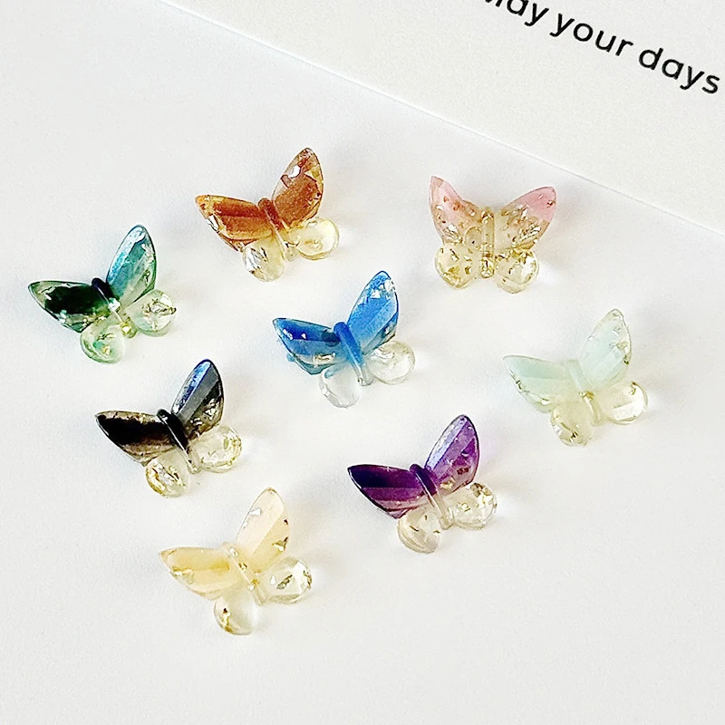 3D 나비 나이트 글로우 네일 아트 참 쥬얼리 네일 아트 장식 부품, DIY 네일 매니큐어 그라데이션 컬러 액세서리, 50 개