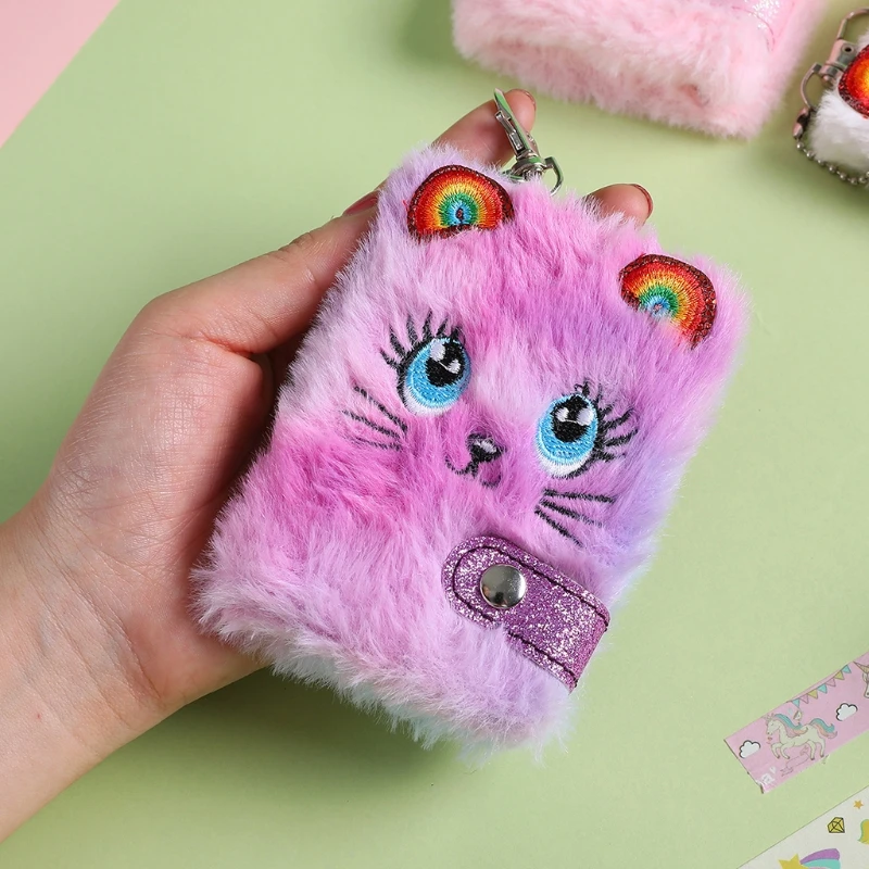 Pocket Notebook Plush Notepad with Keychain Portable Address Book for Children Adult Note Taking Writing Drawing