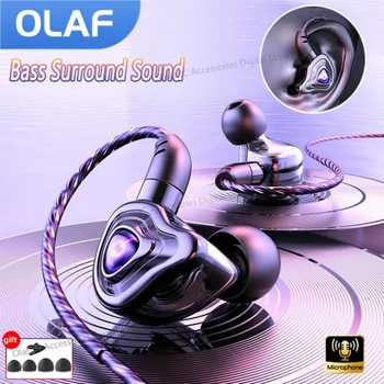 OLAF DAC 타입 C 헤드폰 유선 이어버드, 게이머 핸즈프리 헤드셋, 하이파이 9D 베이스 스테레오 인이어 케이블 이어폰, 스마트폰용, 3.5mm