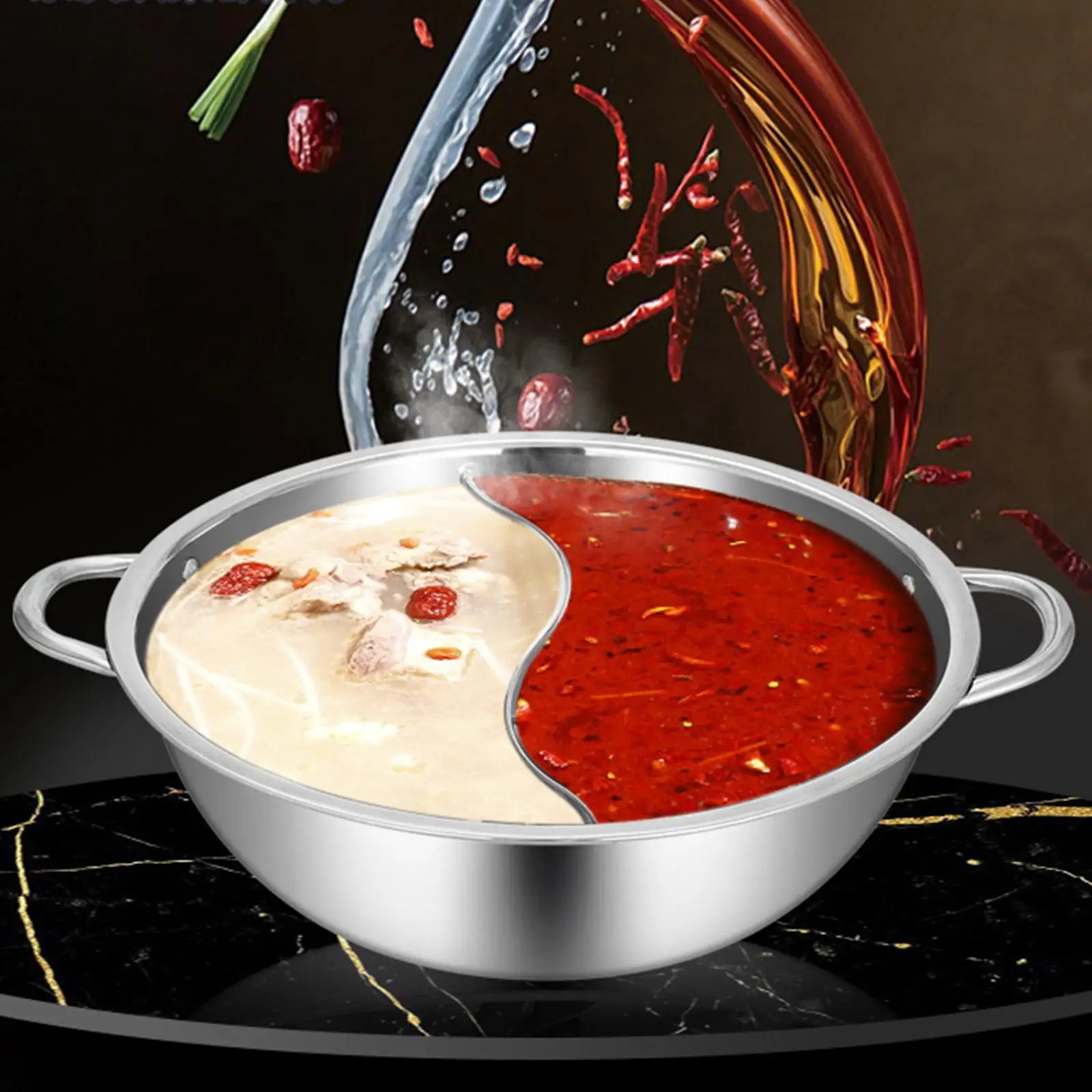 Stainless Steel Twin Divided Pot Double Hotpot Cooker
