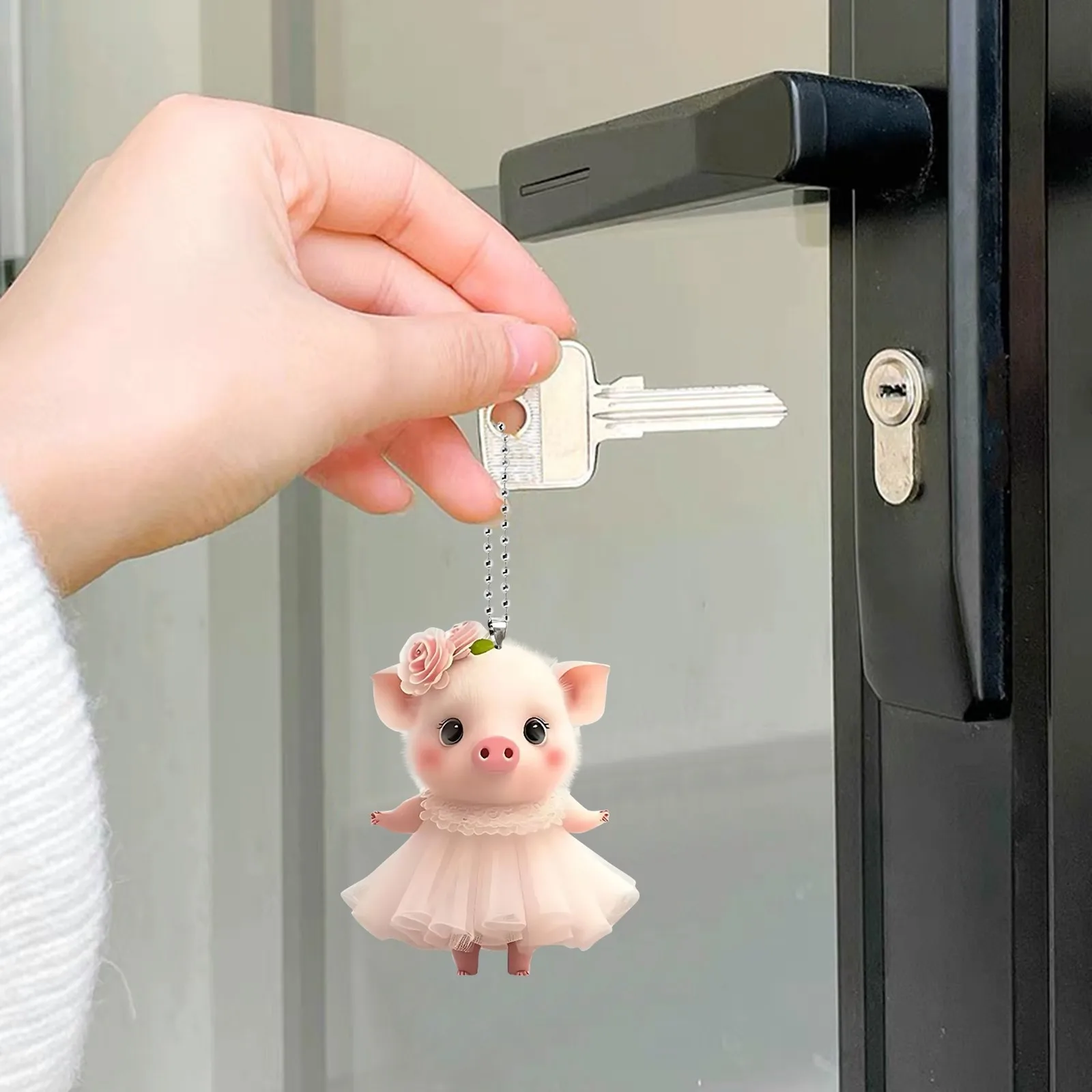 Acrylic Piglet Tag Ornaments Car Key Decorative Pendant
