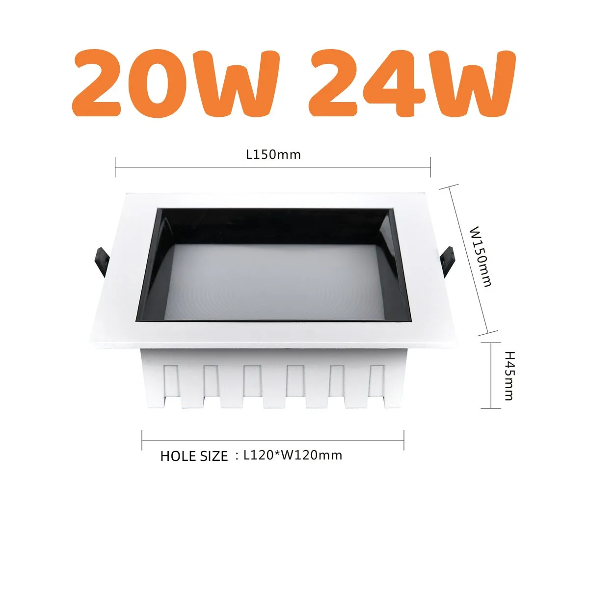 Square Deep LED panel recessed LED downlight 7W 9W 12W 15W 18W 24W Dimmable ceiling light AC85-265V