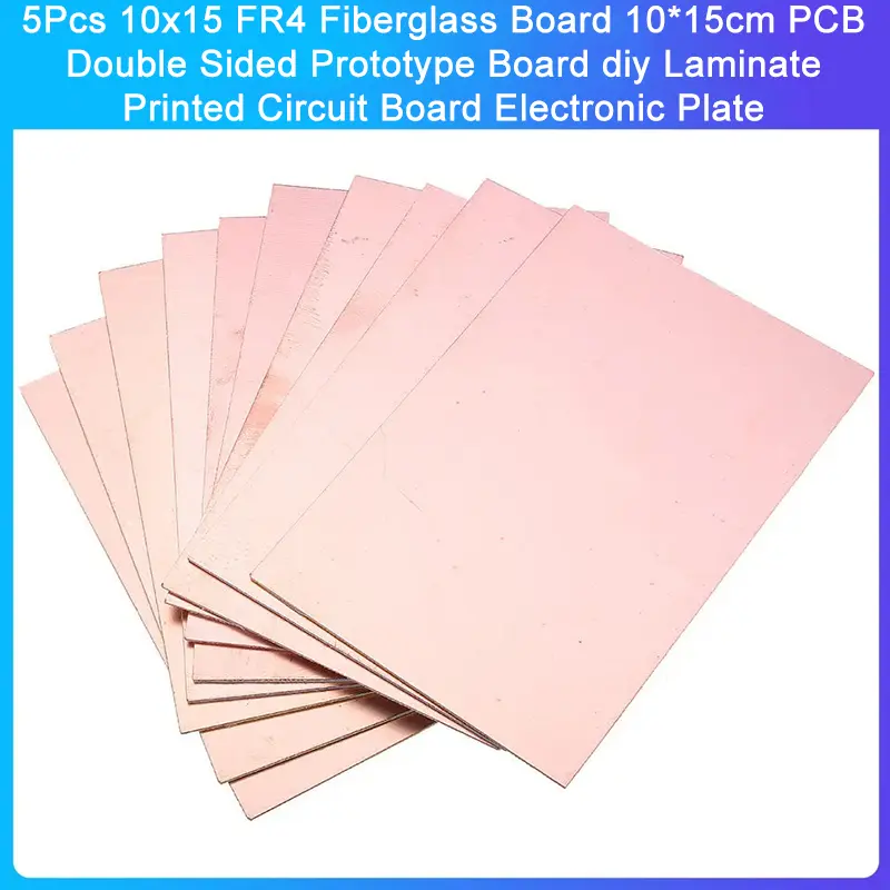 5Pcs 10x15 FR4 Fiberglass Copper Clad Laminate 10*15cm PCB Double-Sided Prototype Board DIY Laminated Printed Circuit Board image 1