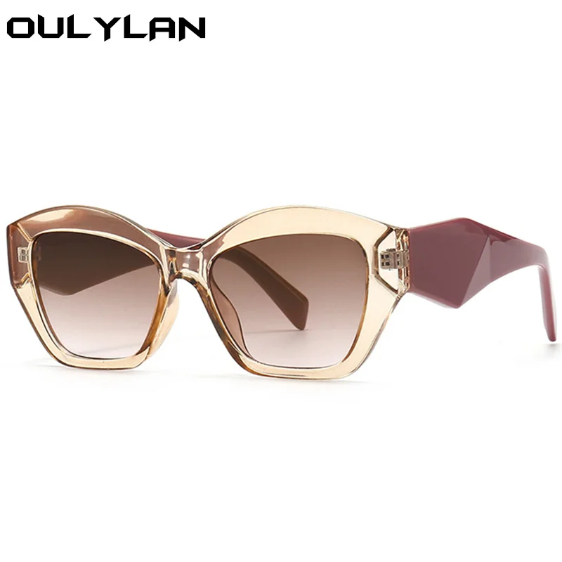 

Маленькие солнцезащитные очки кошачий глаз Oulylan для женщин, модные брендовые дизайнерские солнцезащитные очки неправильной формы, мужские высококачественные зеркальные UV400