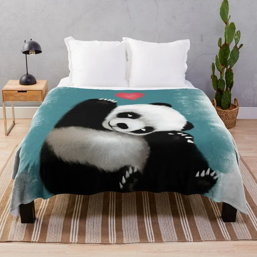 

Panda Love (Blue) Throw Blanket Thins Sofas For Decorative Sofa blankets and throws Fluffys Large Blankets