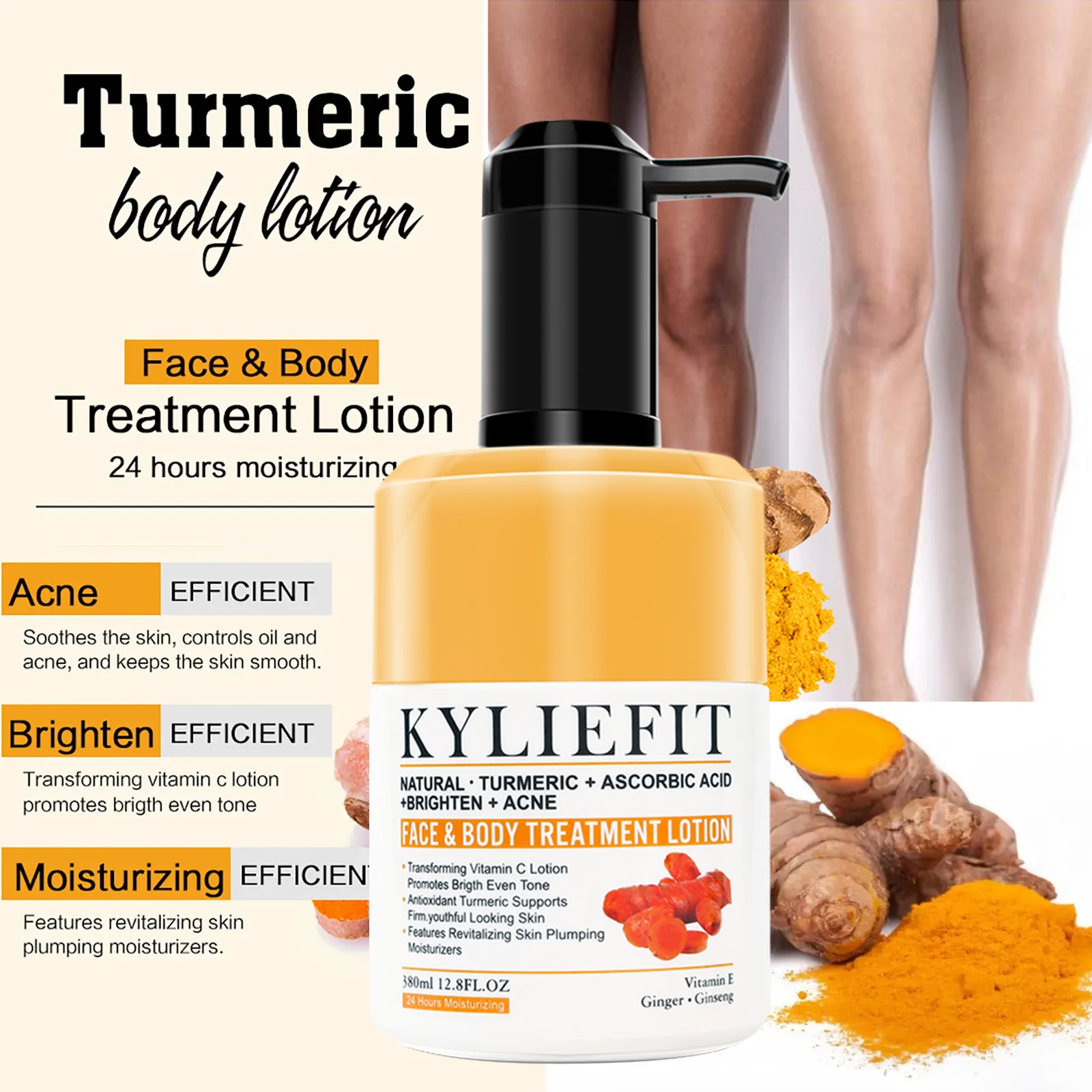 Turmeric Body Cream for Face & Body - All Natural Skin Brightening Lotion - Cleanses Skin, Evens Tone, Sun Damage, & Age Spots 4