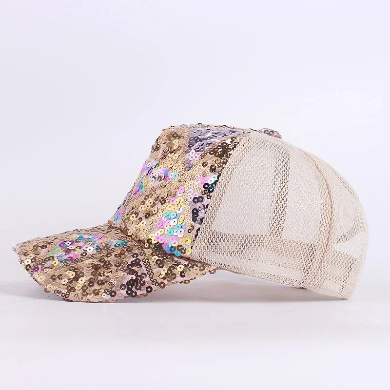Brand Oohmy Baseball Cap Adjustable Glitter Mesh Trucker Hat Sequins Embroidery Hats for Women and Teenager Girls Snapback