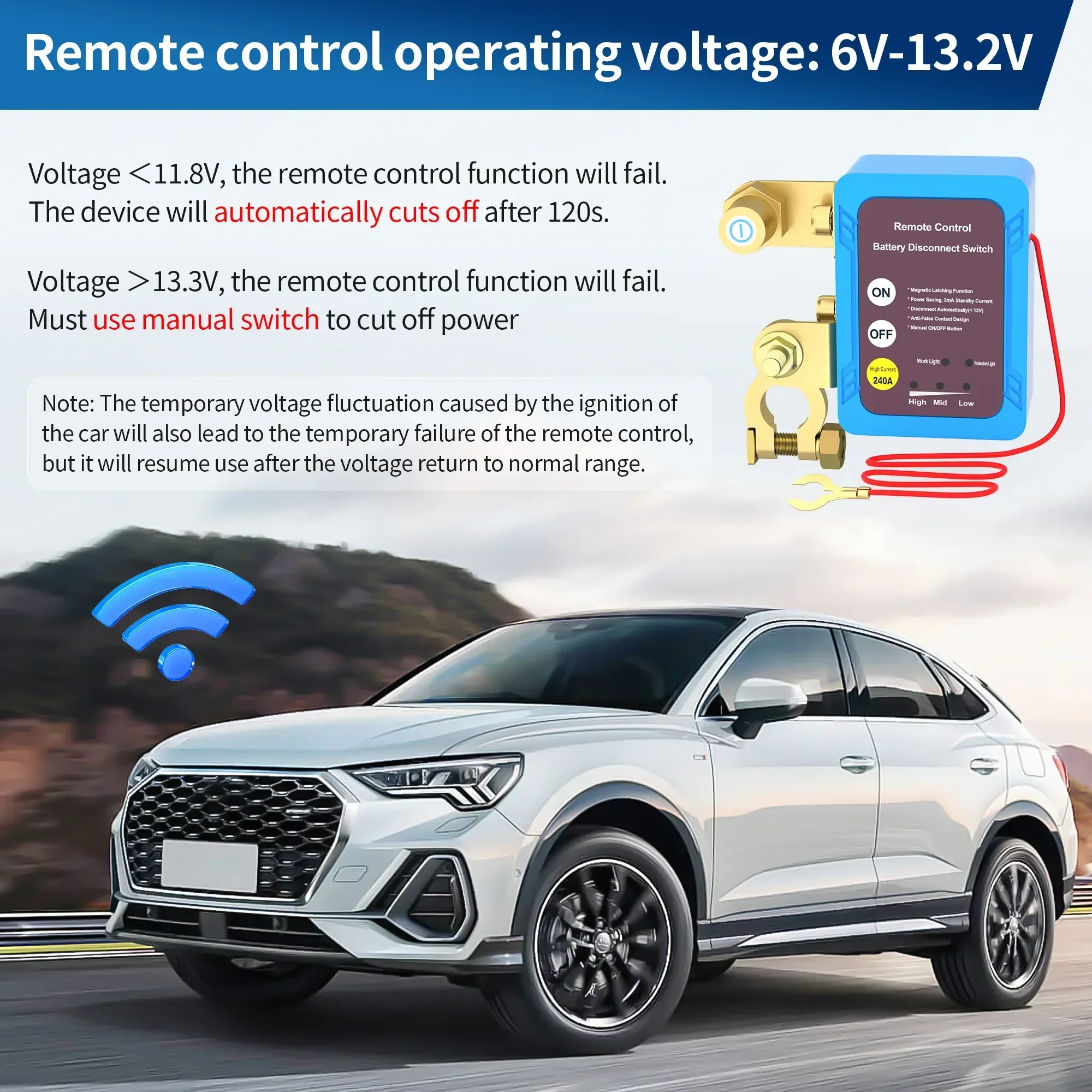 Interruttore Di Disconnessione Wireless 12V 240A Con Display, Protezione Batteria Auto