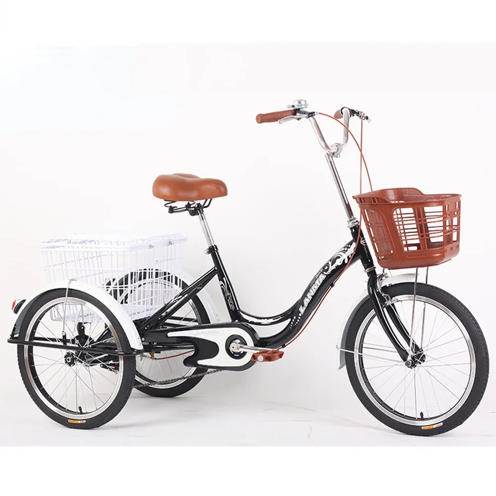 PINYELIN 24 Zoll 3-Rad Faltbar Dreirad Fahrrad, 7-Gang Cityfahrrad