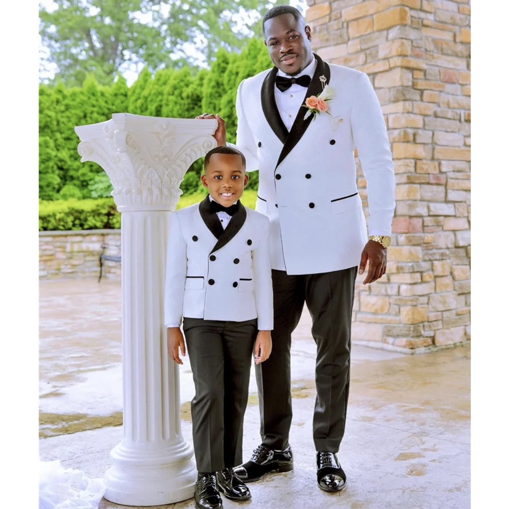 

Father And Son Parent-Child Clothes Slim Fit Jacquard Blazer Black Pants Men Suits Boys Suits/Wedding Formal Male Children Set