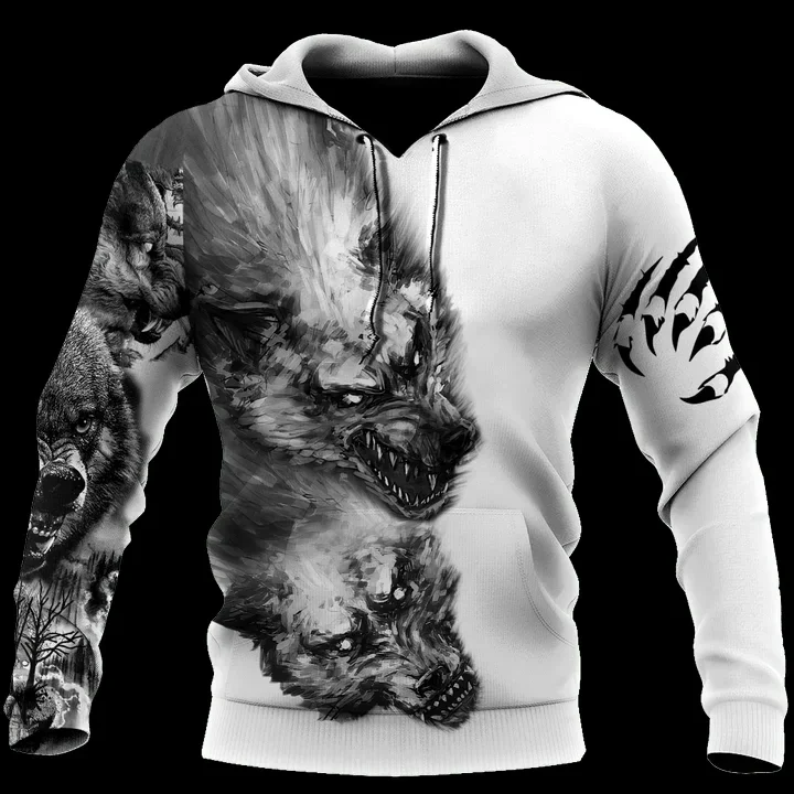 thumbnail image 1 of Sudadera con capucha para hombre, otoño e invierno, estampado 3D de lobo animal, manga larga, holgada, moda urbana, ropa para hombre 6XL, 1 of 5