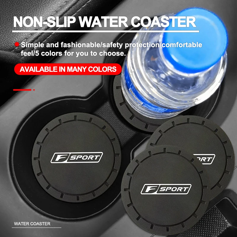 

1Pcs Car Coaster Water Cup Non-Slip Silica Gel Pad Holder Mat For F Sport Lexus GS IS250 CT200H RX350 2016 Logo Accessories