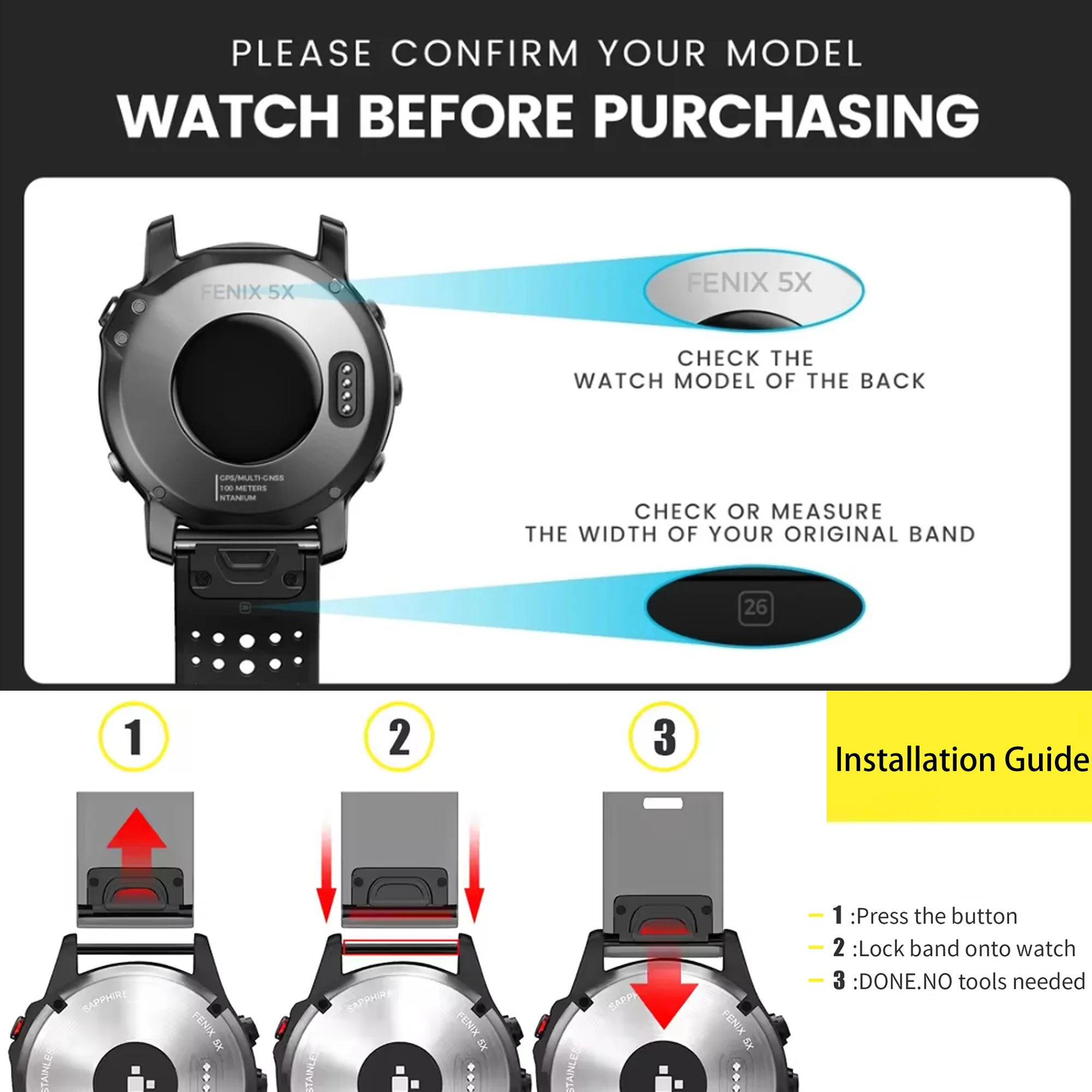 Garmin Quick Fit Nylon Woven Watch Strap with Charger/Charging Cable