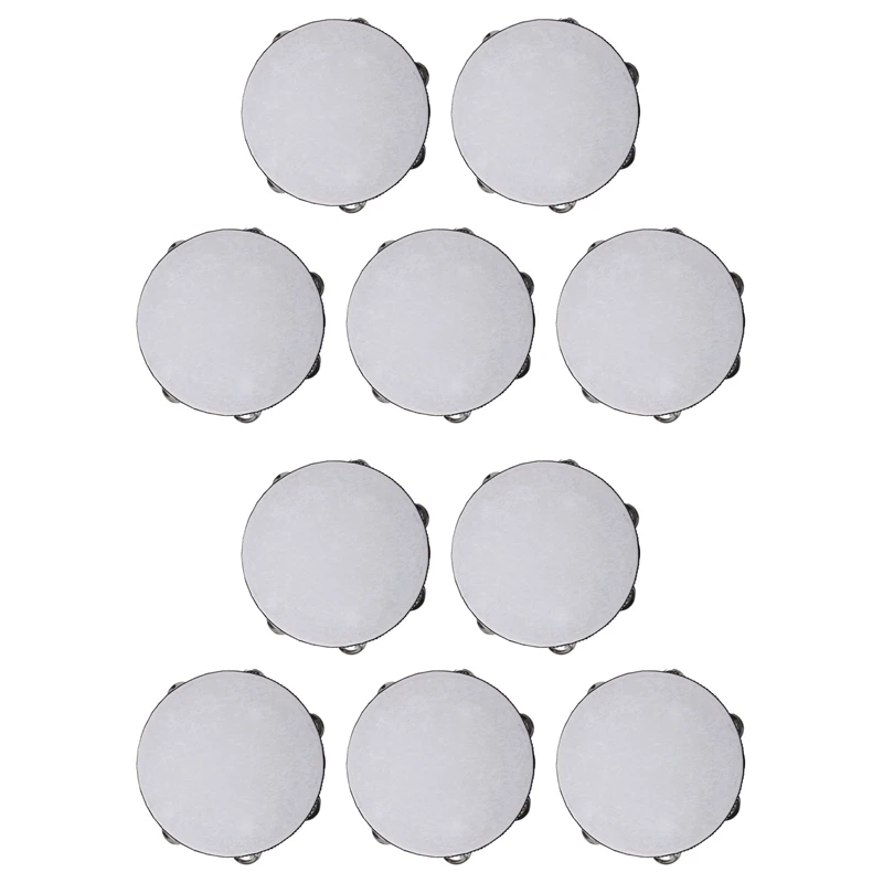 

10 Pcs 8 Inch Musical Tambourine Tamborine Drum Round Percussion Gift For KTV Party