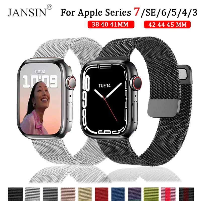 Ремешок Миланская петля металлический для Apple Watch Series 7 41 мм 45 браслет из