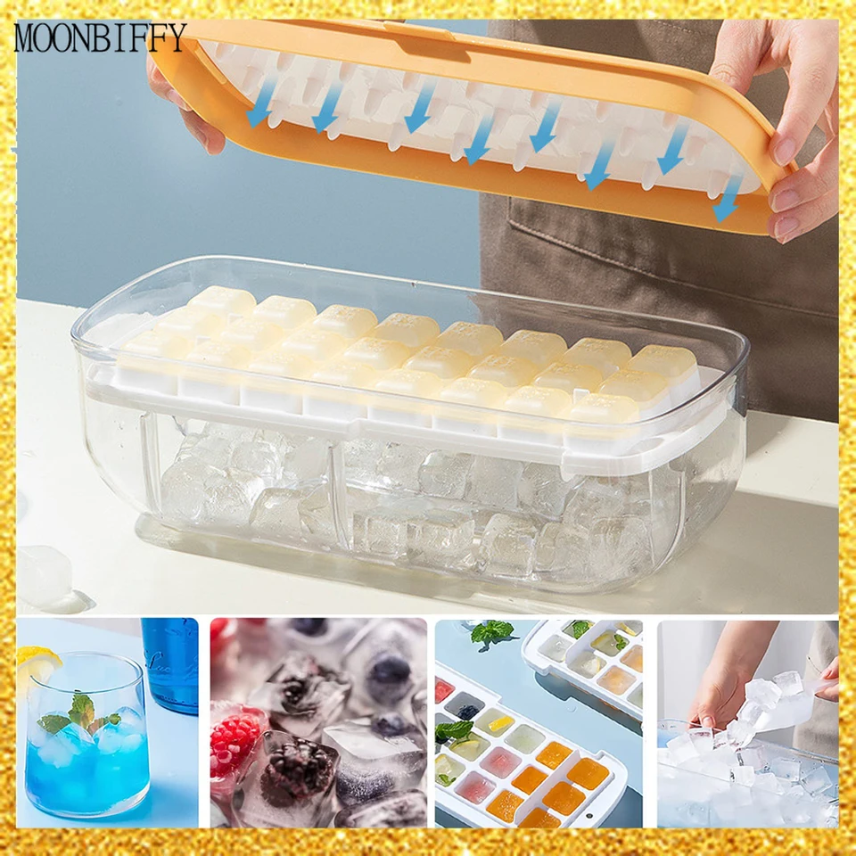 Double layer compressed ice tray with cover, BPA free ice tray, ice tray  with cover, each layer 32 cubic ice tray 