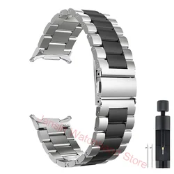 Premium Stainless Steel Watch Strap - Elegant No Gap Metal Band Bracelet - Galaxy 8Classic 46mm (Silver Black)