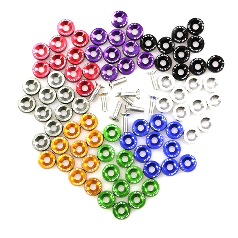 Automotive Hexagonal Fasteners Mudguard Washers Bumper Engine Concave Screws JDM Aluminum Mudguard Washers Auto Fasteners Auto Accessories Car Screws Fender Washers