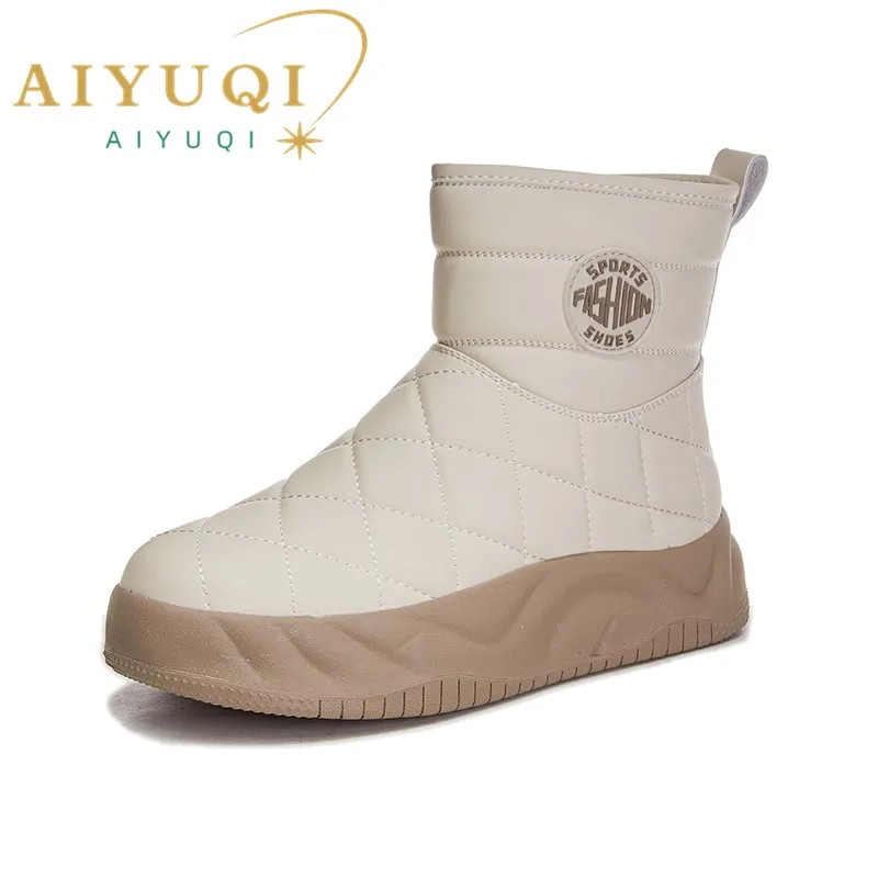 

Snow Boots Women Winter Genuine Leather 2024 New Fleece Warm Thick Women's Booties Large Size 41 42 43 Women's Boots