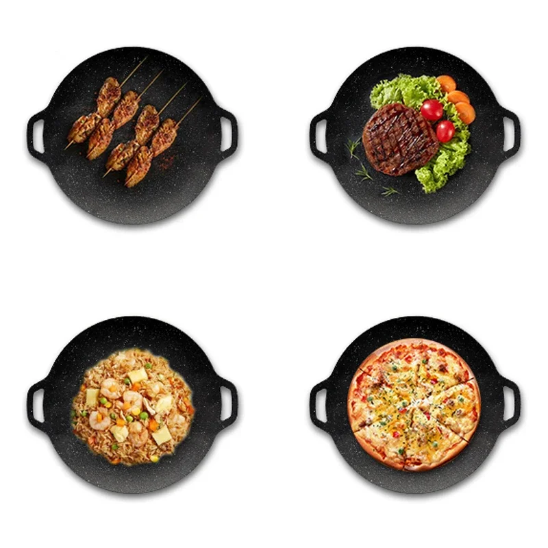 Roasting Round Pans Korean Aluminum Nonstick Grill Top Griddle Pan Bbq Fry Grill Outdoor Cast Iron Barbecue Griddles Grill Pans