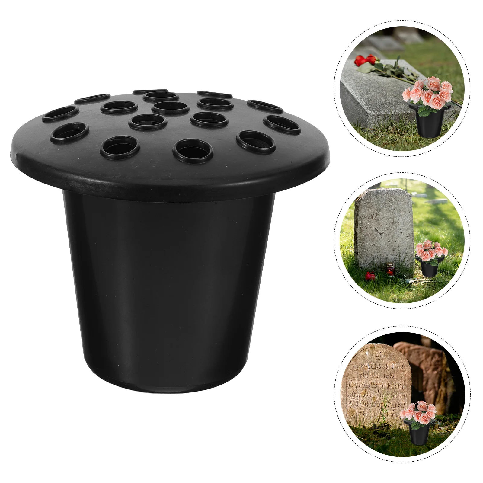 

4 Pcs Cemetery Artificial Flowers Pot for Graves Plastic Flowerpots Decor Small Ornament