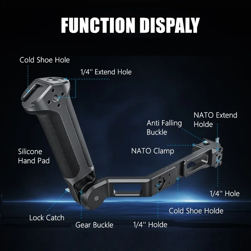 DJI Ronin RS5 RS3 RS4 Pro 짐벌용 핸들 슬링 그립, NATO 클램프 연장 암, 360도 회전 ° 조절 가능한 핸들 스태빌라이저 액세서리