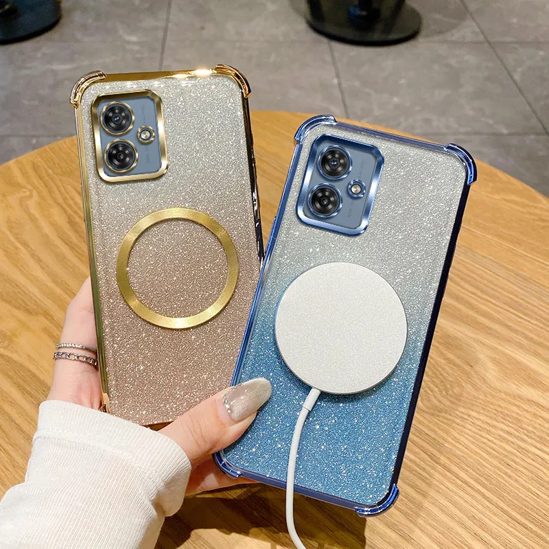 Luxury Electroplated Clear Magnetic Wireless Charging Phone Case - Transparent Plating Cover