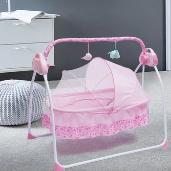 5 Gears Electric Auto-Swing Baby Crib Cradle Sleep Bed Infant Rocker+Net Music Bluetooth Music Adjustable+ Mat 4