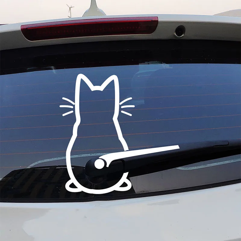 

Cute Cat Car Sticker Car Windshield Wiper Vinyl Art Sticker Living Room Window Decoration Casual Stickers Car Accessories