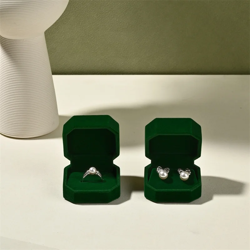 Luxurious Gemstone Green Velvet Jewelry Box Set – High-Quality Organizer for Rings, Earrings, Bracelets, and Necklaces