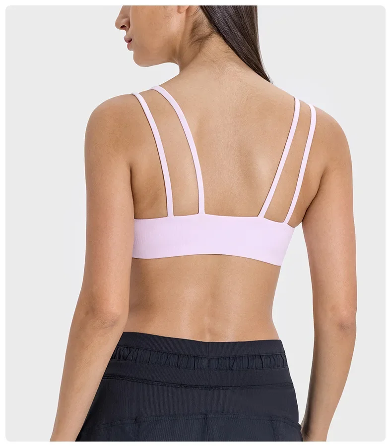 Lksd Vantage Sports Bra Women Buttery-soft Comfort Flat Straps Bonded Seams Fixed Padded Bras With Reflective LSKD Logo