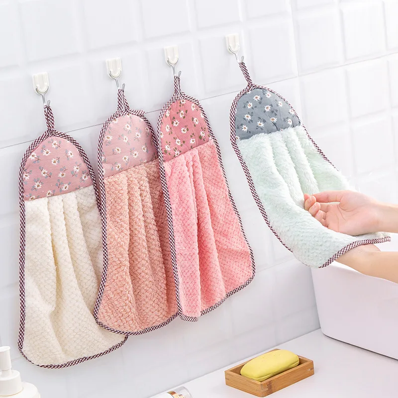 

Coral Velvet Bathroom Supplies Soft Hand Towel Absorbent Cloth Dishcloths Hanging Cloth Kitchen Accessories