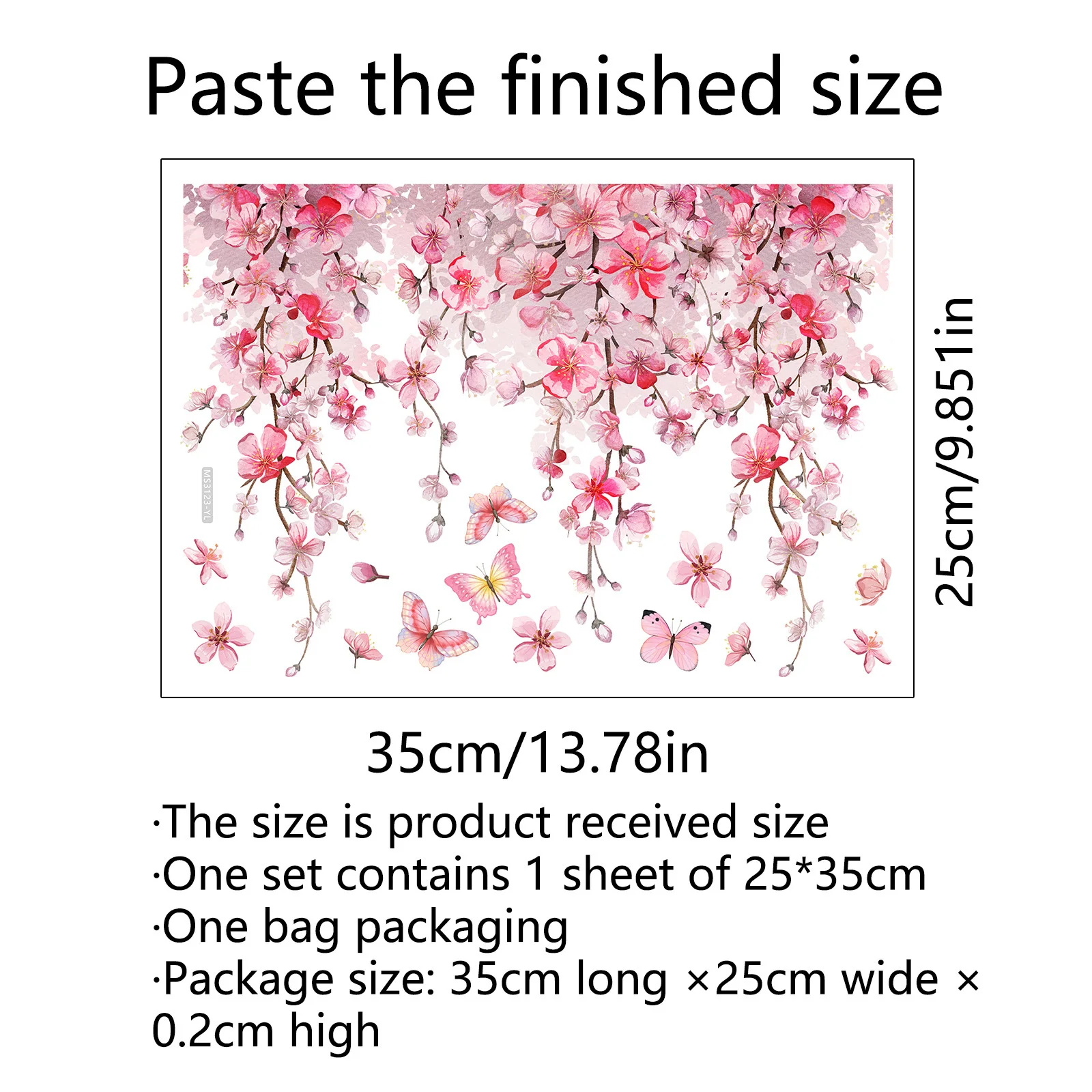 1pc Pink Vine Flower Toilet Stickers Removable Tile Stickers for Restroom Renovation and Home Decor