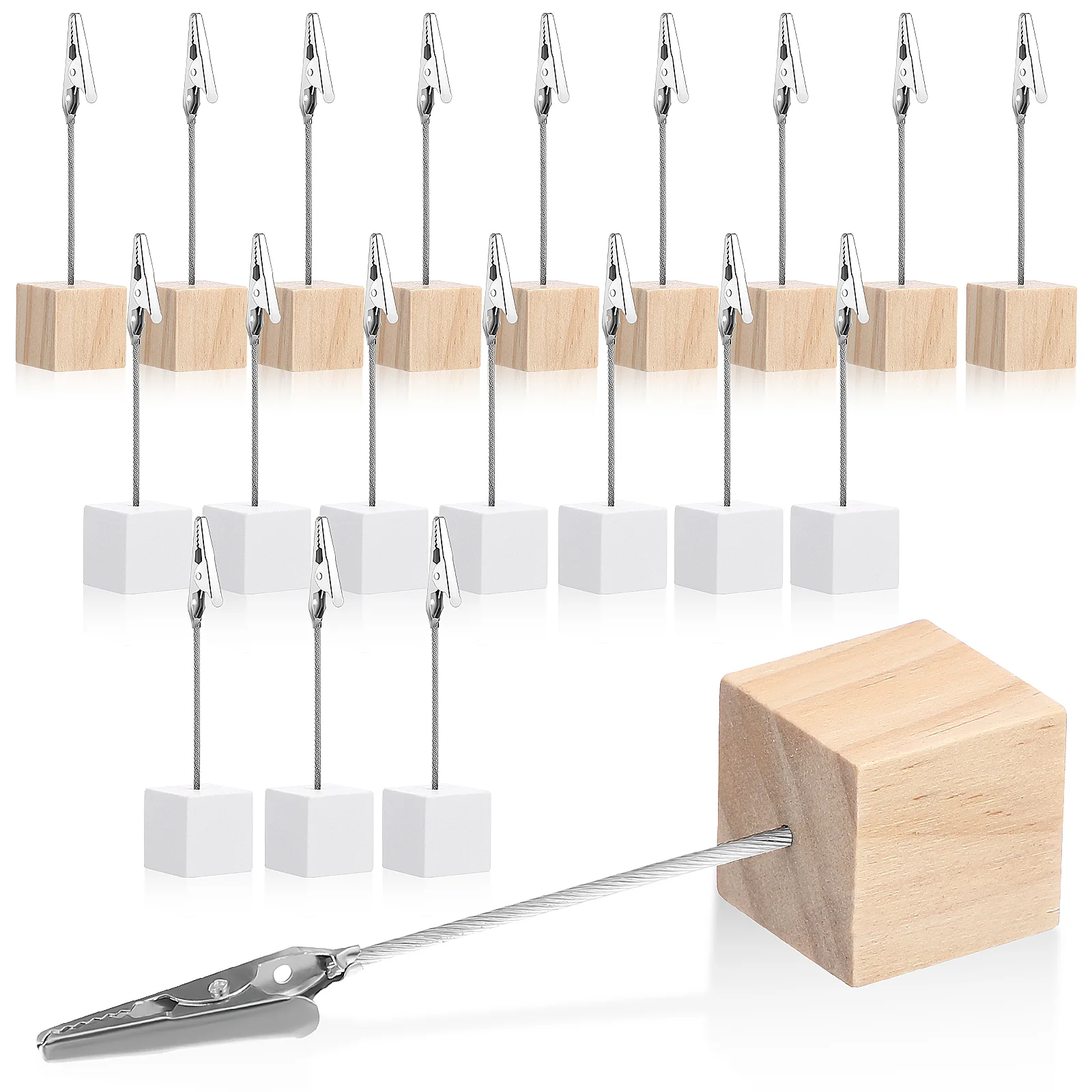 

20 Log Vertical Note Holder Name Card Photo Display With Clips Paperclips Picture Holders Memo Desktop