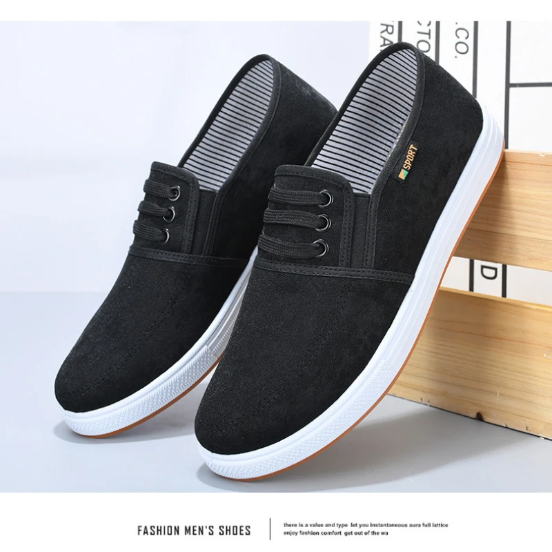 2024New Men's Canvas Board Shoes with Soft Sole and Soft Surface Soft and Comfortable Anti slip and Wear Resistant One Step Step