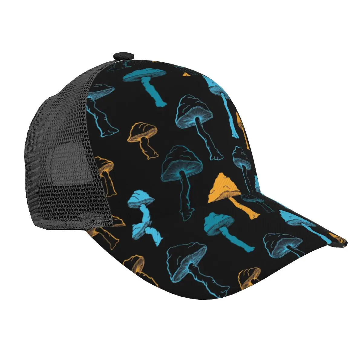 

Mushrooms 3D Print Curved Brim Mesh Baseball Cap Casual Sun Hat for Men Women