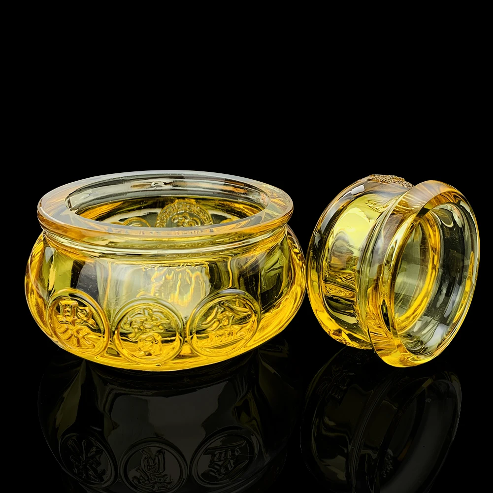 Clear Citrine Glass Cornucopia Bowl Cup Colored Glaze Ornament Treasure Wealth Candle Holder Ashtray Jewerly Storage Charms Gift
