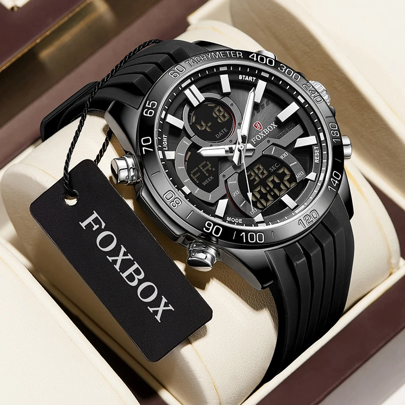 Mens Watches To Luxury Brand Men Silica Gel Sports Watches FOXBOX Men's Quartz LED Digital Clock Waterproof Military Wrist Watch