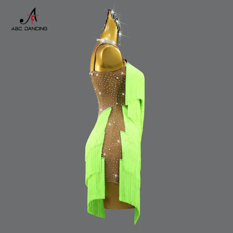Adult Women's Latin Dance Competition Dress Sexy Short Skirts Tassel Clothes Ball Practice Wear Prom Costume