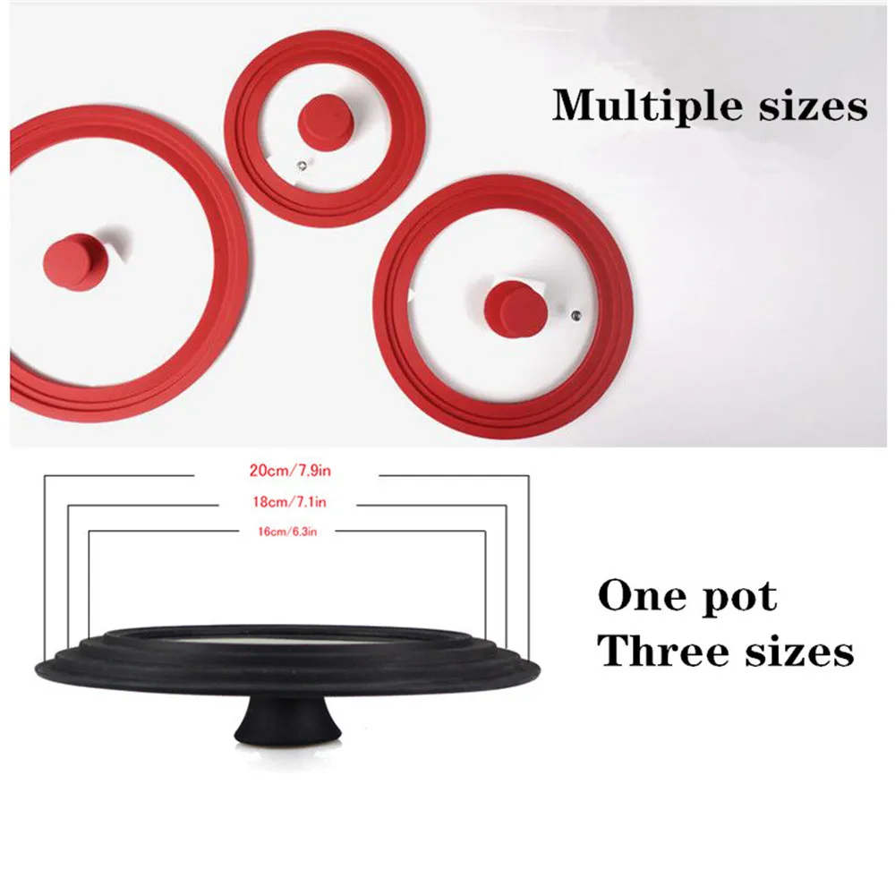 

20-24-26-28-32cm Visual Pot Lid Multifunctional Glass Lid Wok Pan Lids Cover for Frying Pan Glass Round Silicone Glass Pan Cover