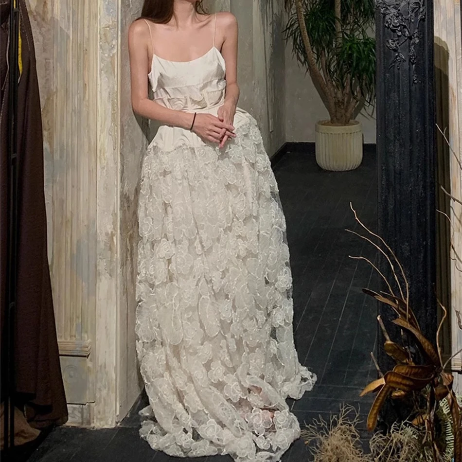 

Женское Сетчатое платье с цветочной вышивкой, элегантное лоскутное платье без рукавов, женское летнее праздничное вечернее белое платье для отпуска