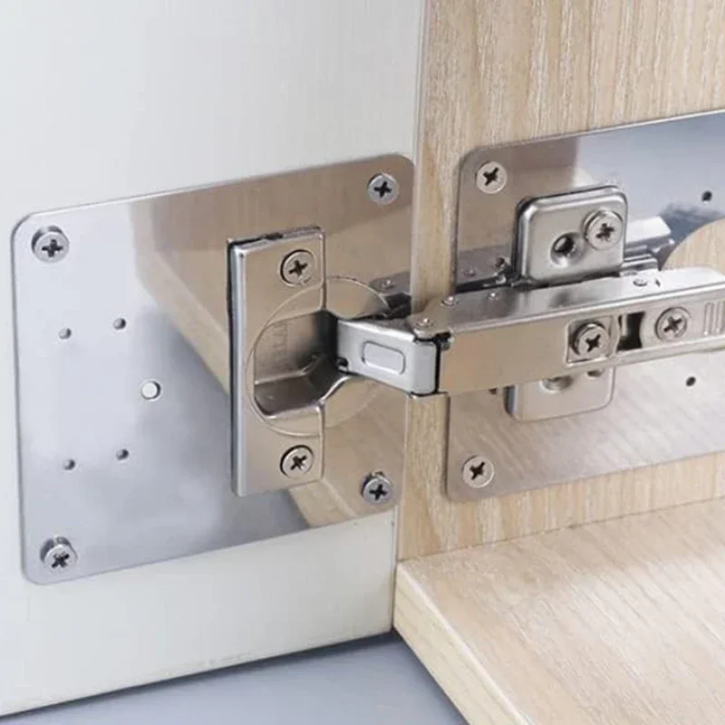 2/16PCS Stainless Steel Hinge Repair Plate Hardware Cabinet Flat Screws Fixing Brace Brackets Cupboard Door Hinge Mounting Tools