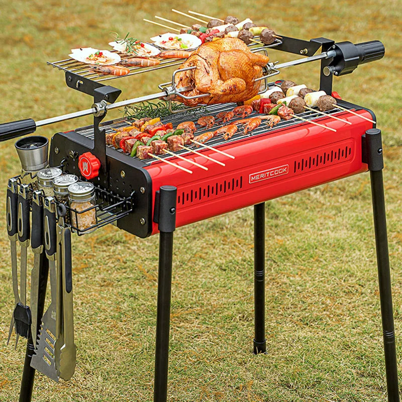

Adjustable Height BBQ grill outdoor Portable charcoal BBQ Grill Easily Assembled And Cleaned Gold Rolled Steel Grills 304 Mesh