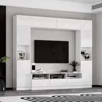 Entertainment Center with Bookshelves,High Gloss Wall Unit TV Stand,Media Center with Shelves and Drawers, Doors,for Living Room 1