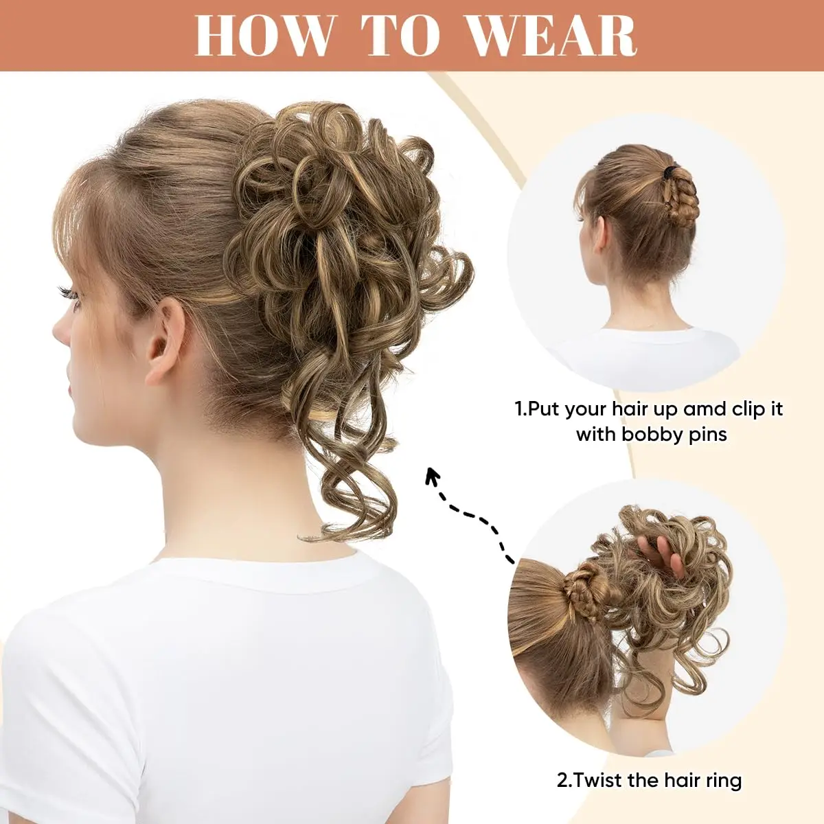 Synthetic Hair Bun for Women: Elegant Messy Curly Style, Fluffy & Easy to Use with Elastic Band. Suitable for Daily Use - 5