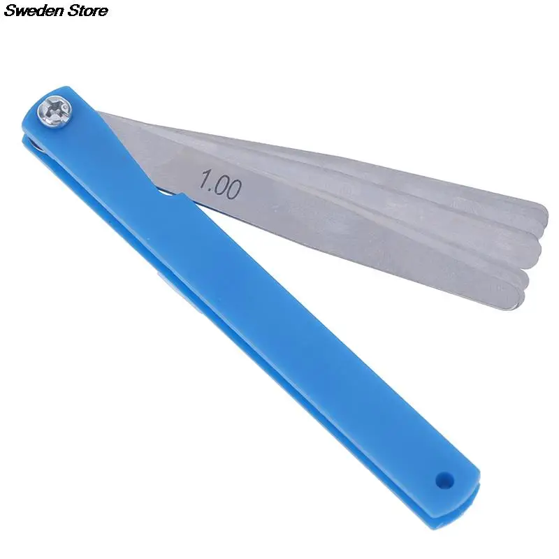 1 Set Foldable Metric Feeler Gauge 17 Blades 0.02-1.00mm Measurements Tools Stainless Steel Thickness Gap Filler Feeler Gauges feeler gauge